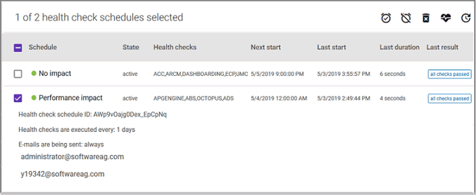 Health check schedules